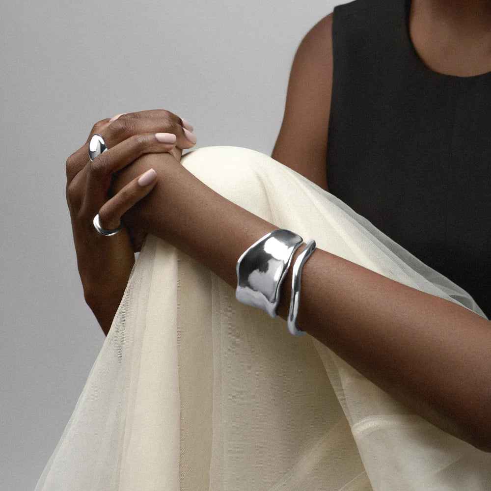 Statement Organic Molten Metal Cuff - Silver