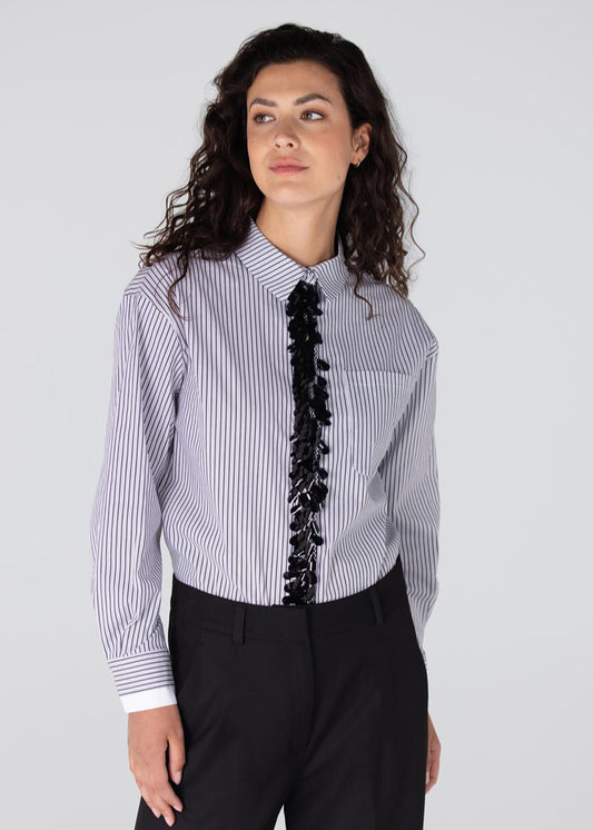 Jansen Amsterdam Alexis gestreepte blouse | Wit