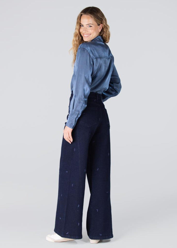 Jansen Amsterdam Bisa glans blouse | Blauw