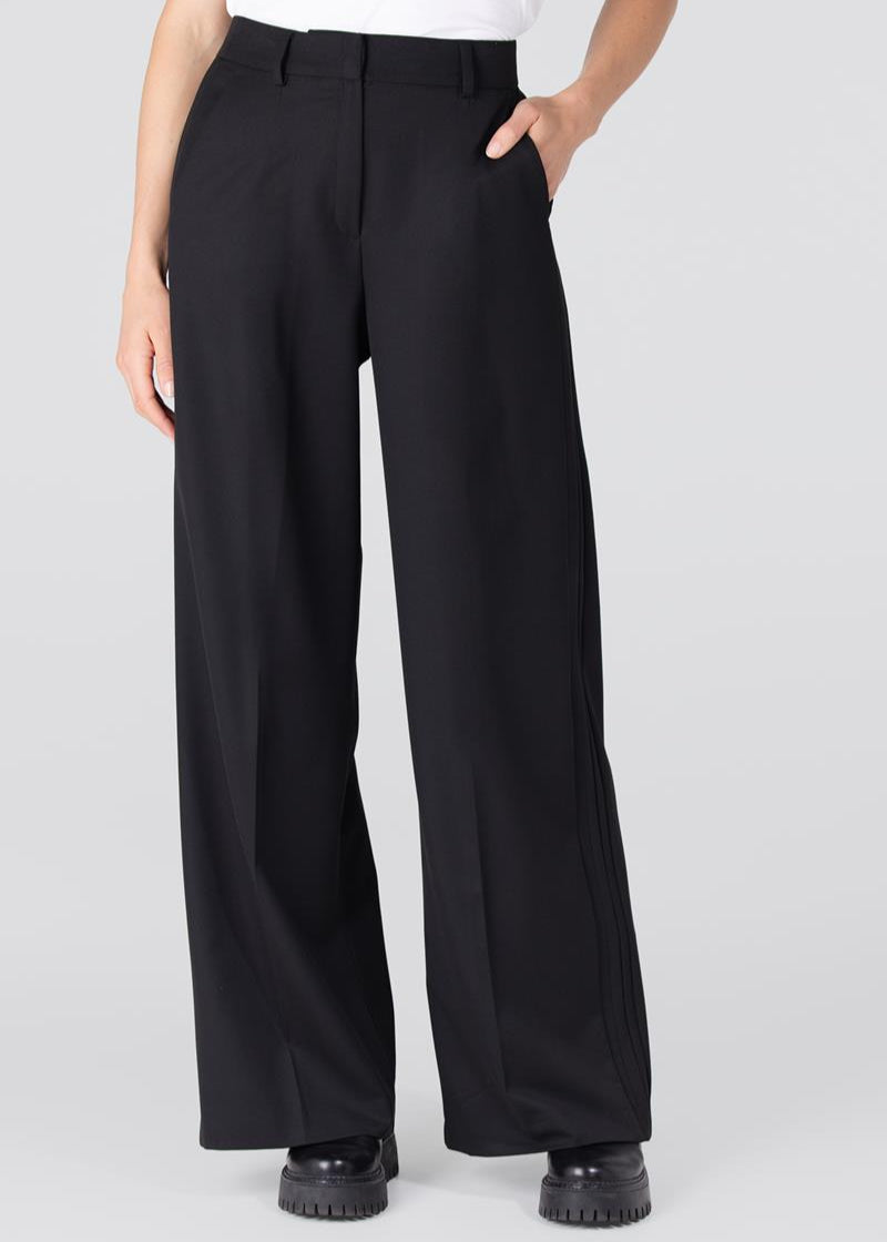Jansen Amsterdam Bridget pantalon met sierbies | Zwart