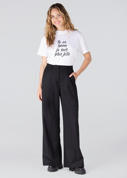 Jansen Amsterdam Bridget pantalon met sierbies | Zwart