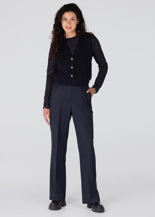 Jansen Amsterdam Charlie pantalon met logo tailleband | Donkerblauw