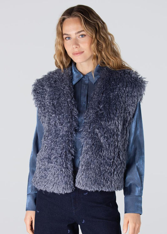 Jansen Amsterdam Dali imitatiebont gilet | Blauw