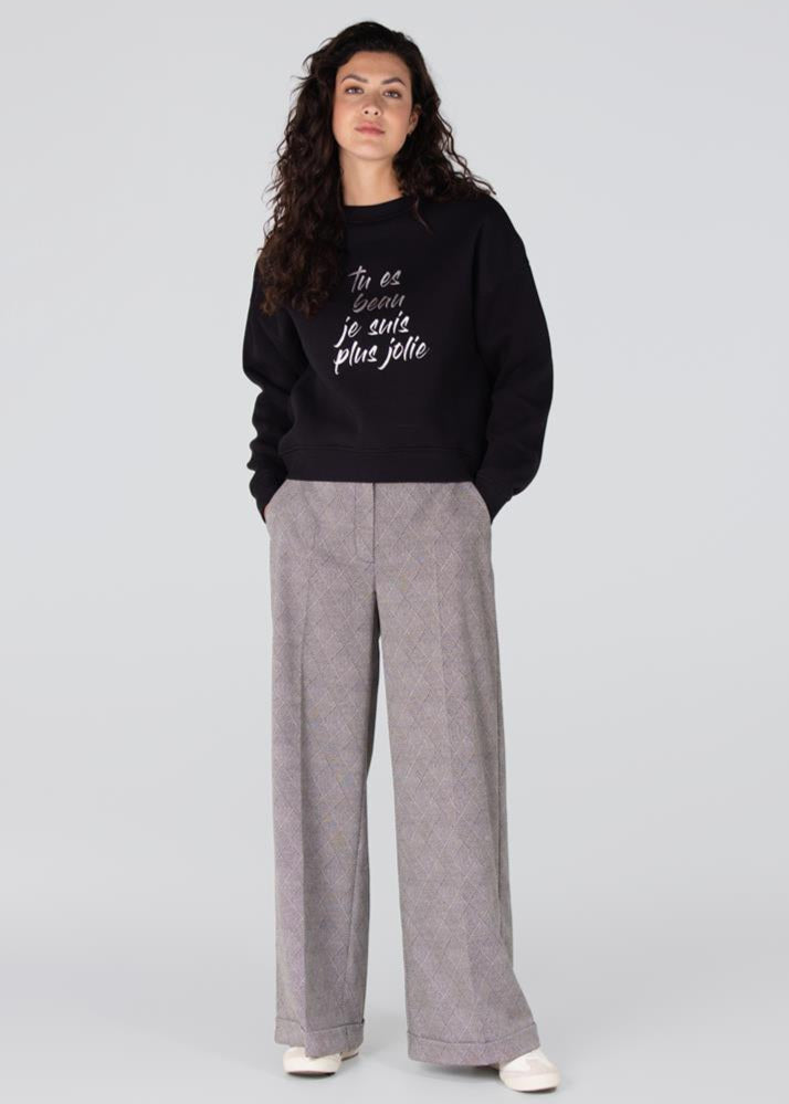 Jansen Amsterdam Kiara trui met print | Zwart