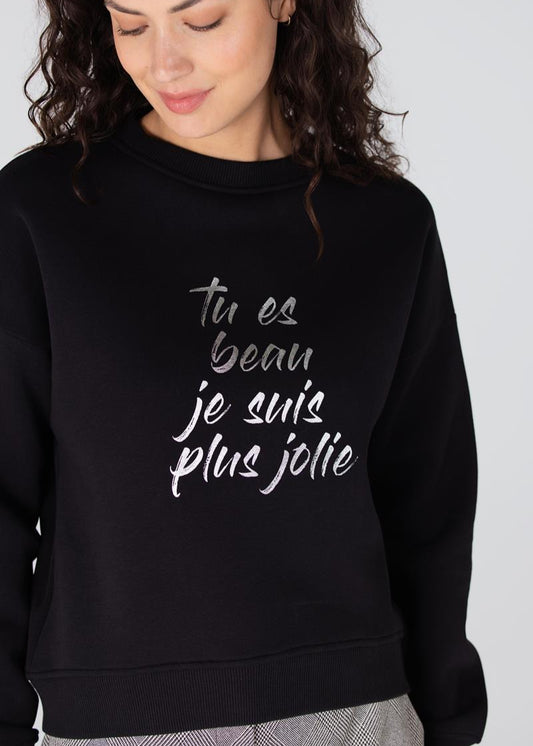 Jansen Amsterdam Kiara trui met print | Zwart