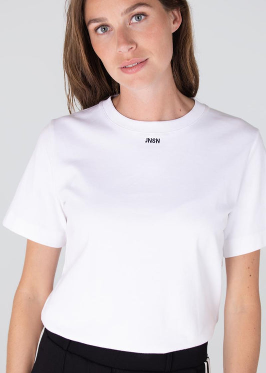 Jansen Amsterdam Jitte t-shirt met zwart logo | Wit