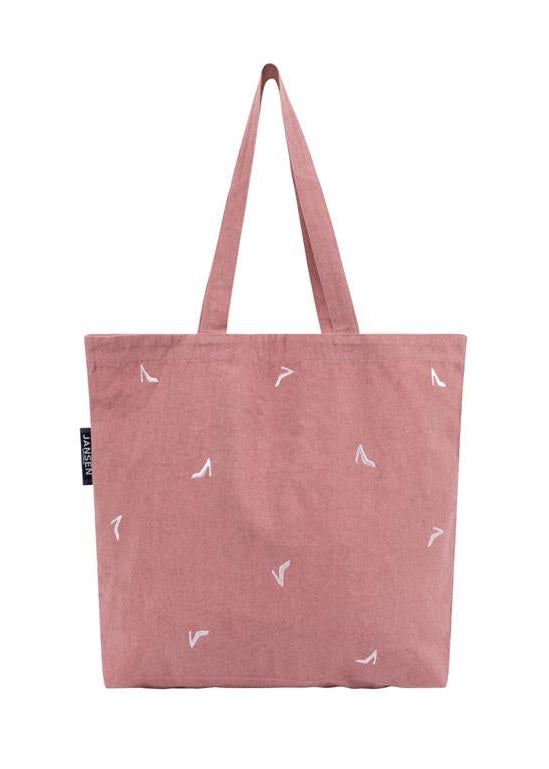 Jansen Amsterdam BAG Tote Bag in blush met Geborduurde Hakj