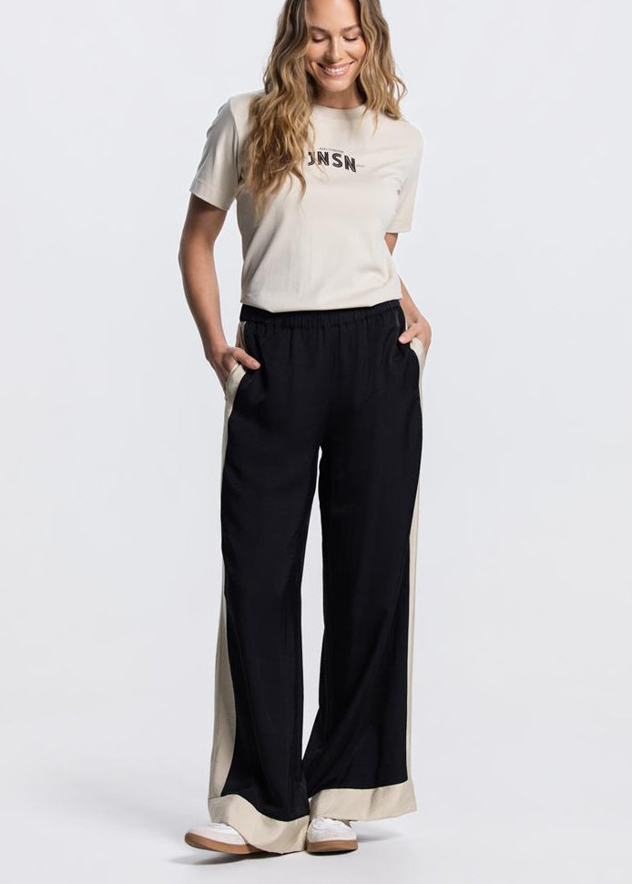 Jansen Amsterdam Olene wide leg broek in Zwart