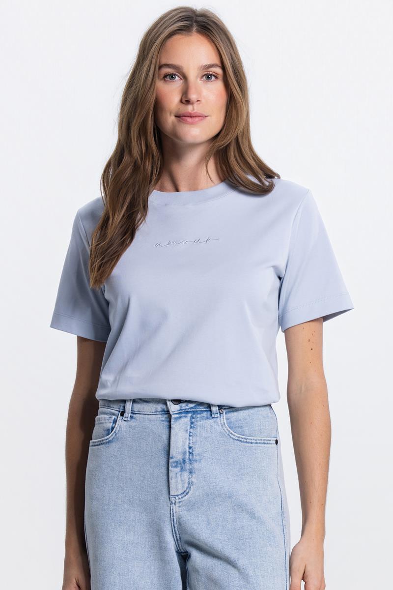 Jansen Amsterdam Shanna amour t-shirt in Lichtblauw