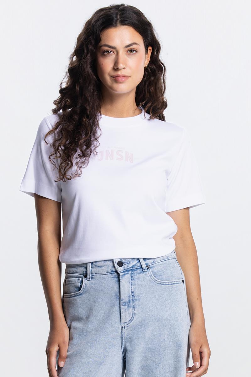 Jansen Amsterdam Resa t-shirt met logo in Wit / Licht Roze