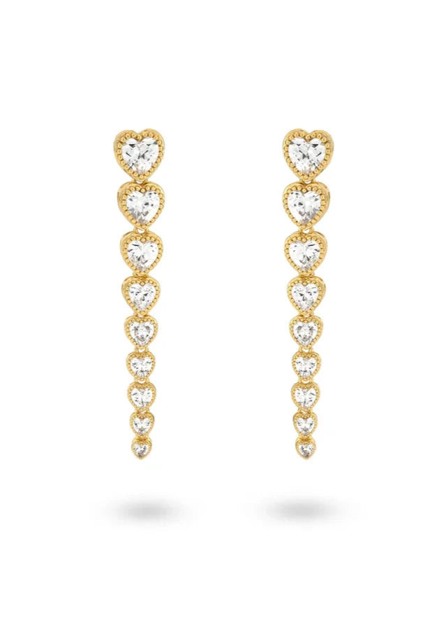 24Kae Earstud with heartshaped stones