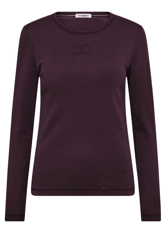 Co'Couture GrannyCC Embroidery LS Tee plum