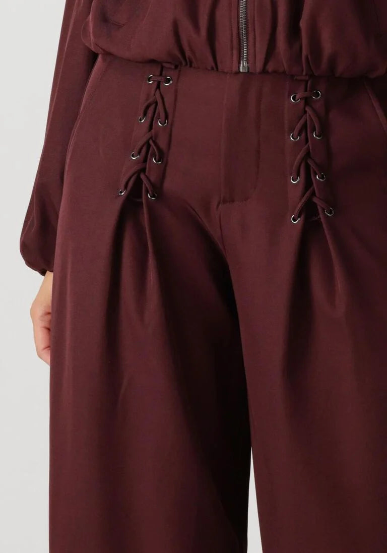 co'couture luna eyelet wide long pant winey red