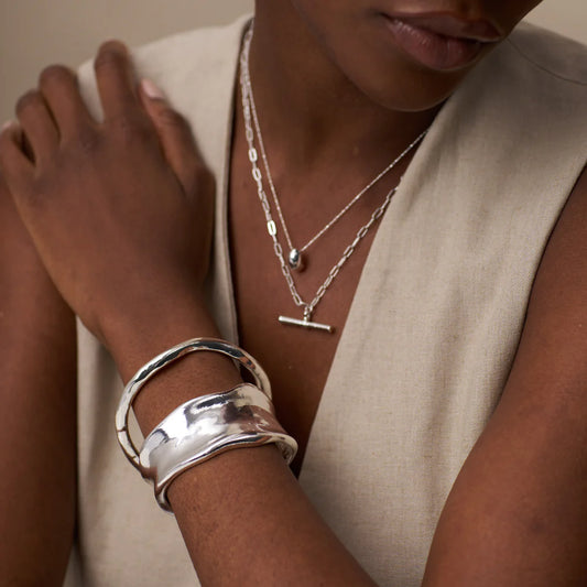 Statement Organic Molten Metal Cuff - Silver