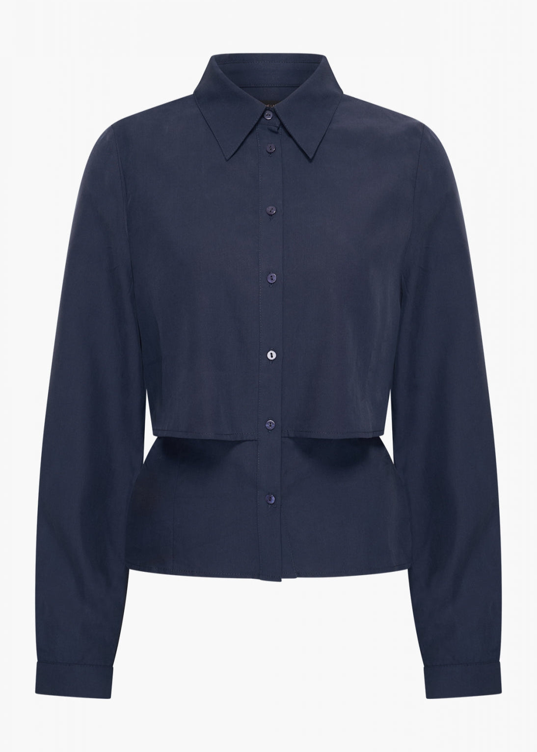 Aimee the Label LeahA5 longsleeve blouse marine en white