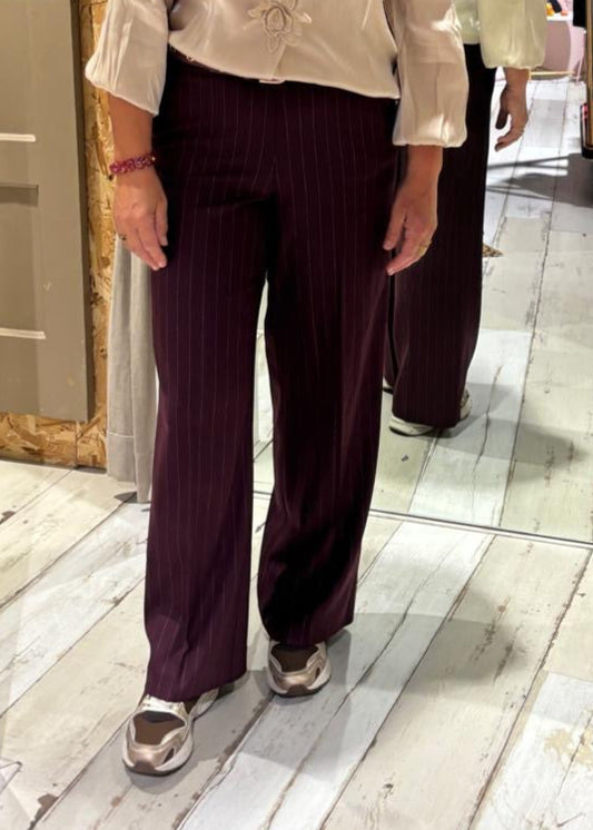 Corel Amsterdam Carmelia Pants krijtstreep 59-BURGUNDY