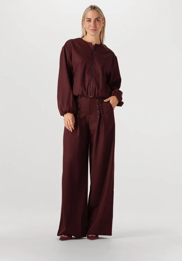 co'couture luna eyelet wide long pant winey red