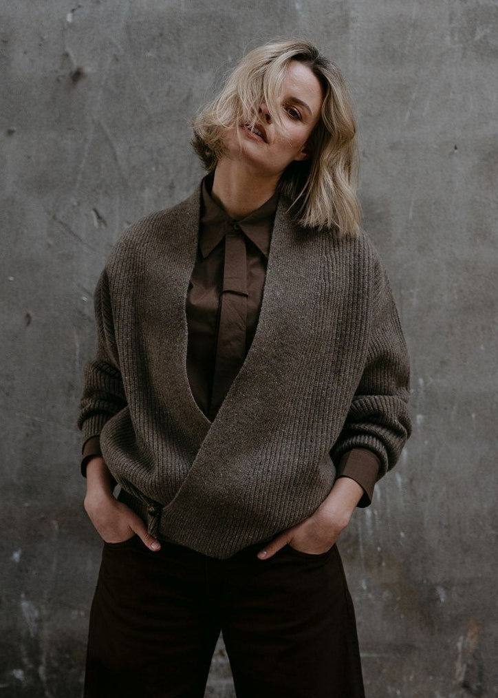 Aimee the Label blouse white en brown