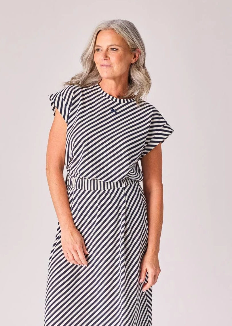 Lalotti T-shirt met streepjesmotief - Navy stripe