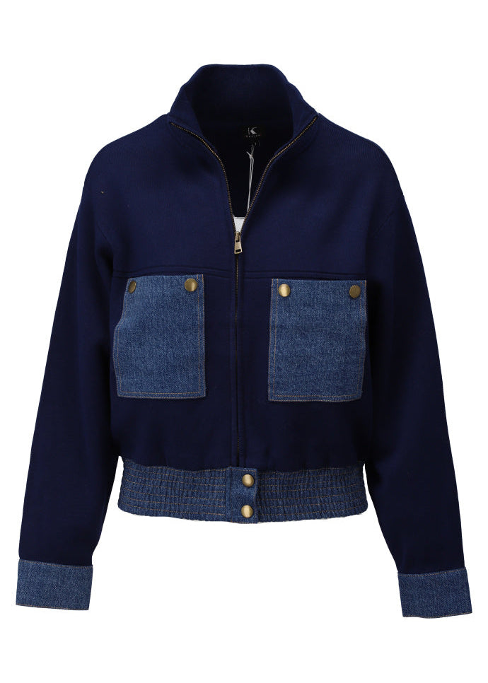 K-Design gebreide jas met Jeans details Navy