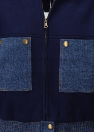 K-Design gebreide jas met Jeans details Navy