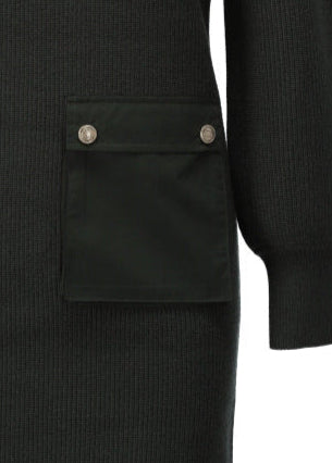 K-Design jurk met rolkraag en zakje climbing ivy B843