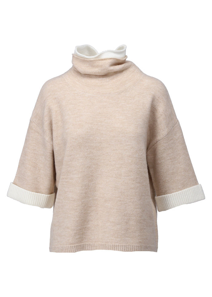 K-Design Pull met rolkraag sand B855