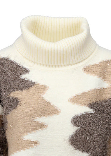 K-Design Pull met rolkraag ecru B862