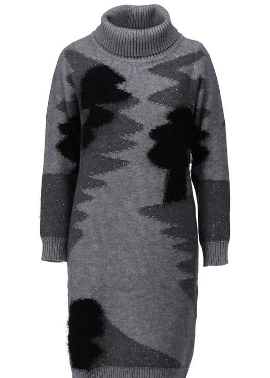 K-Design jurk met rolkraag ecru B863