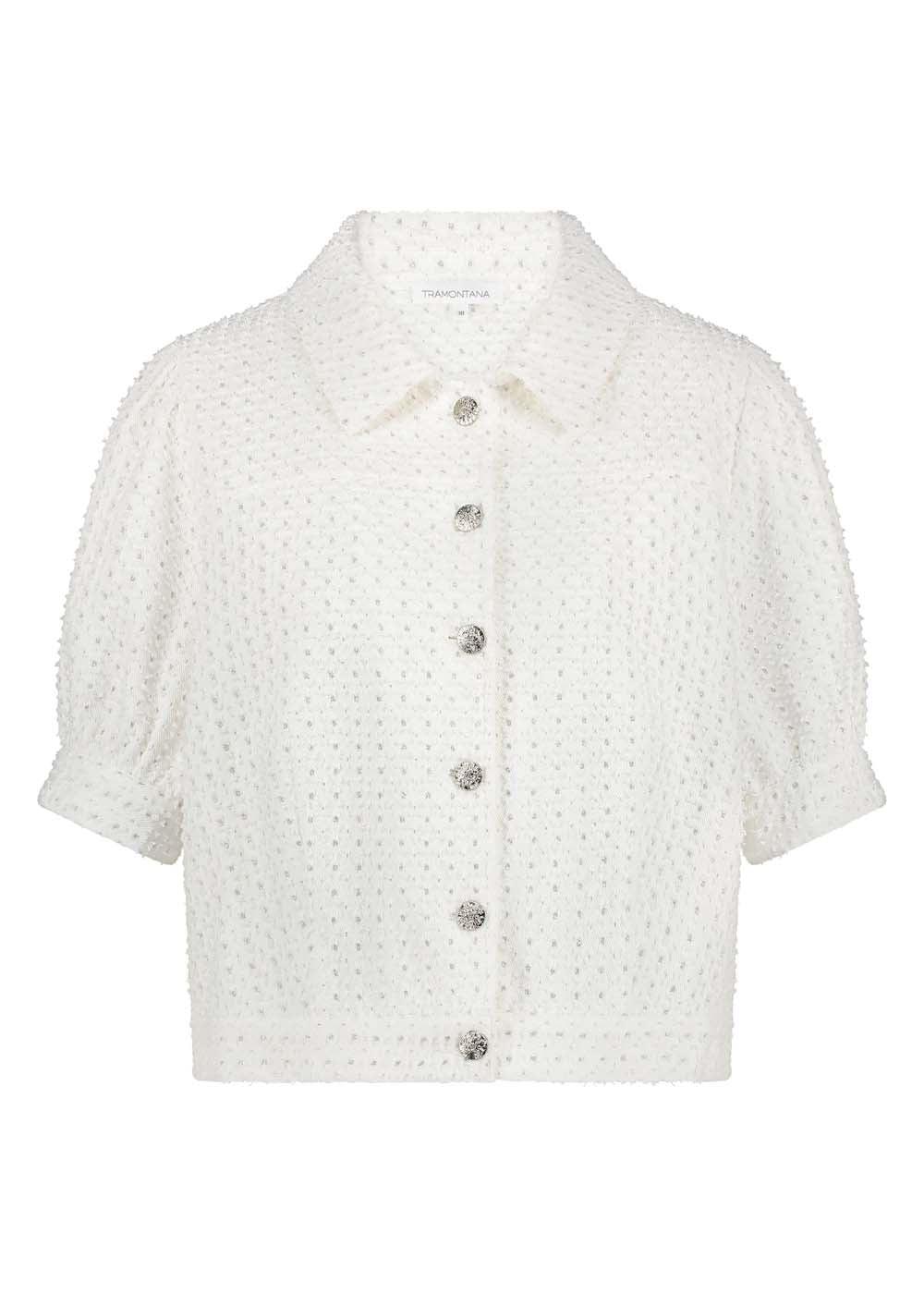 Tramontana Lurex Denim Jacket off white
