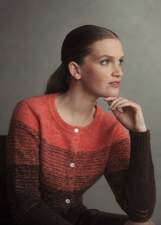 Emotion cardigan coral/brown