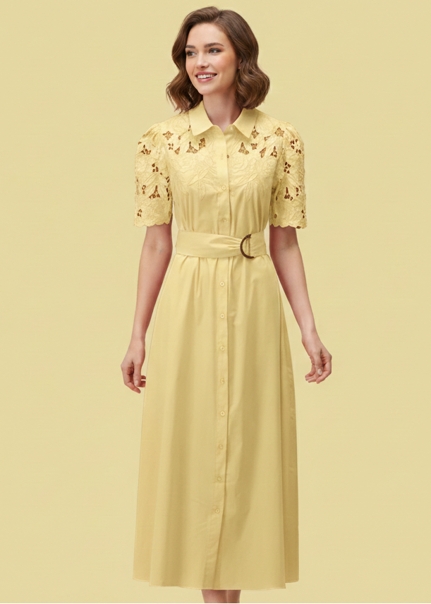 K-Design Maxi jurk met design en borduursel Lemon Meringue C734L