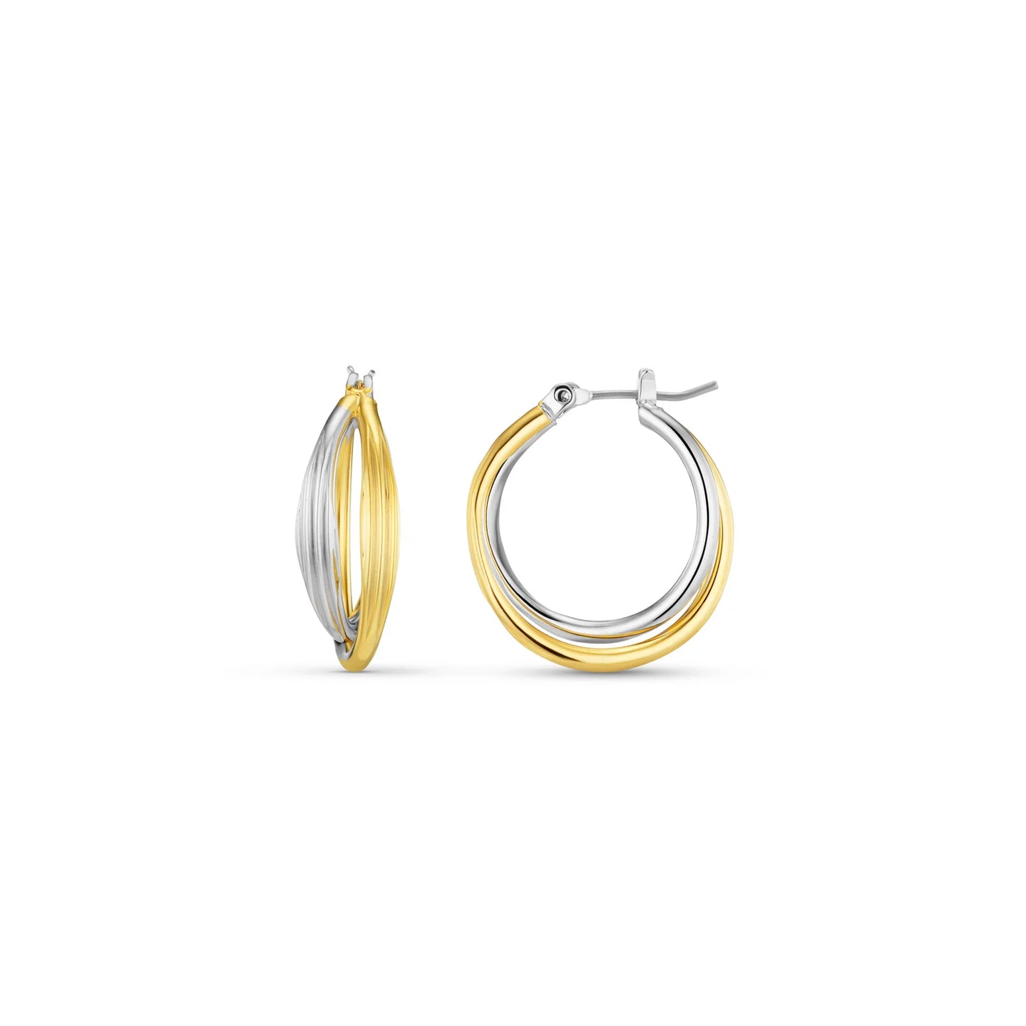 Mixed Plate Interlocking Hoop Earrings