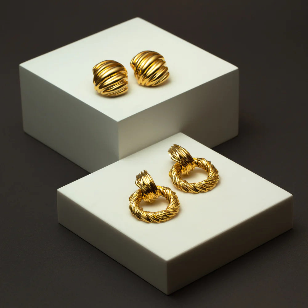 Statement Textured Door Knocker Earrings