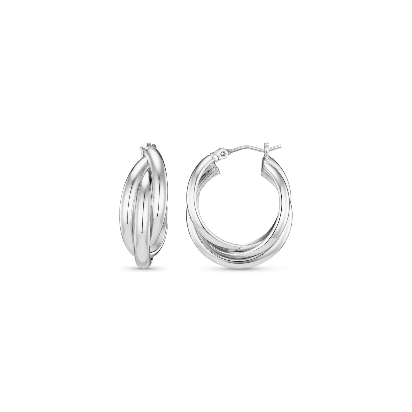 Orelia Interlocking Hoop Earrings - Silver