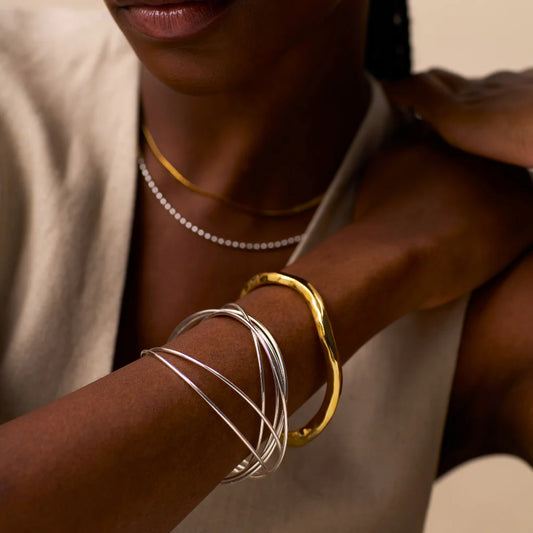Polished Hammered Bangle