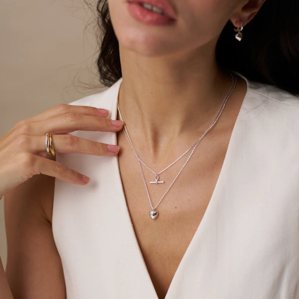 Domed Heart Charm Short Necklace