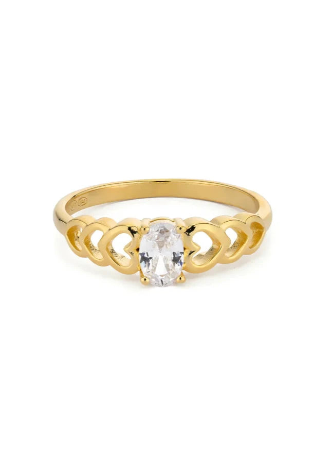 24Kae Ring with colored stone and heartshaped details