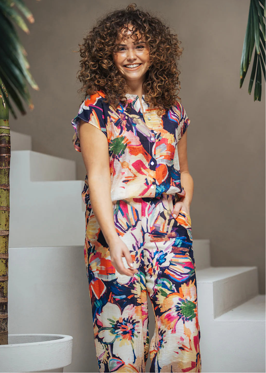 Label Dot blouse Agnes | Blauw multi