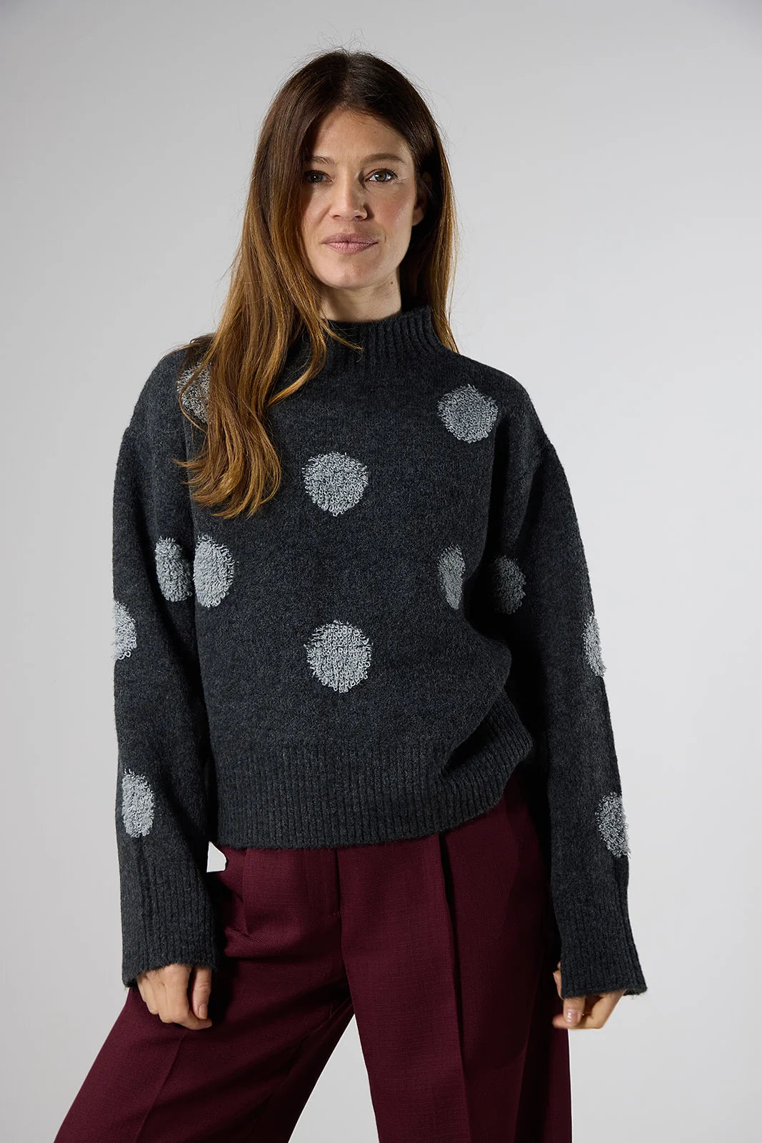 Label dot trui Naliya | Grijs melange