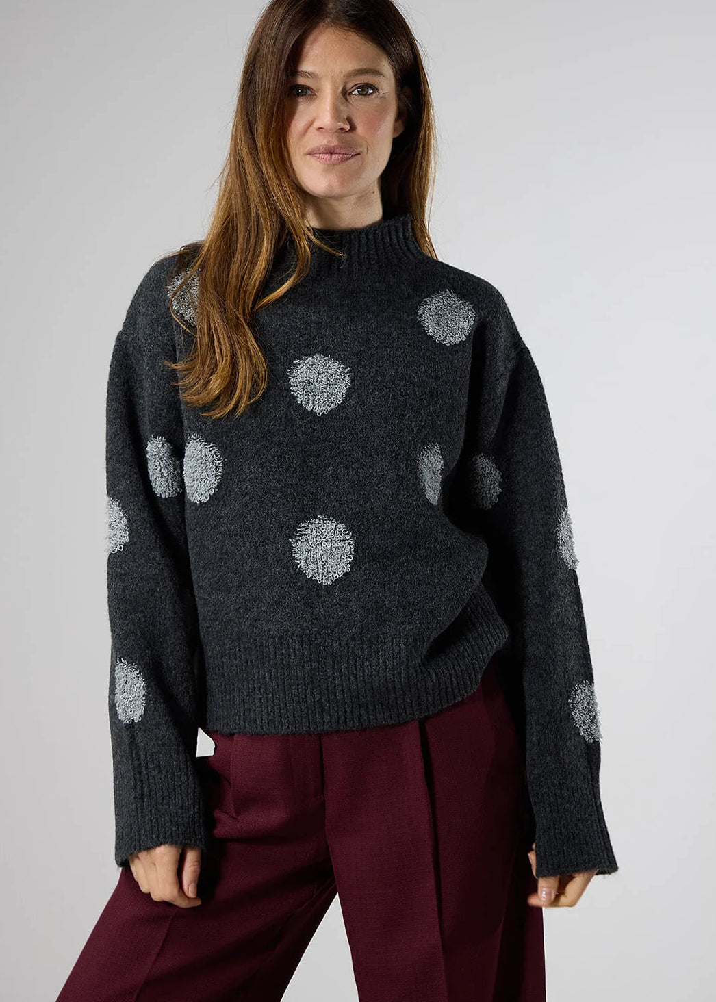 Label dot trui Naliya | Grijs melange