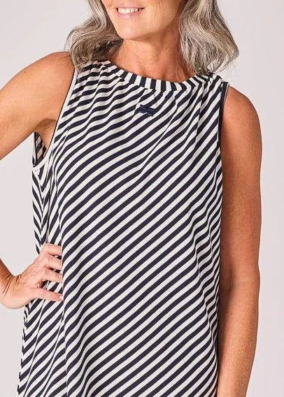 Lalotti Lange jurk met streepjesmotief - Navy stripe