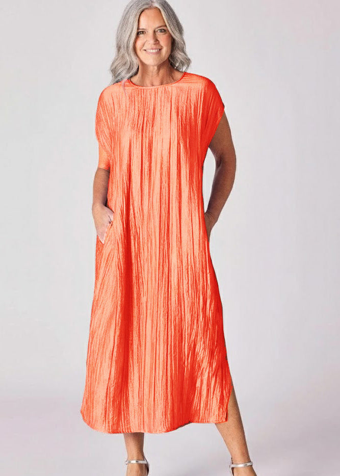 Lalotti Lange jurk in frippé stof - Burnt orange