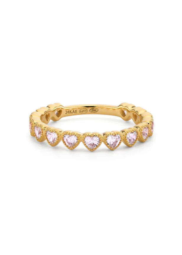Ring with pink heart shaped stones