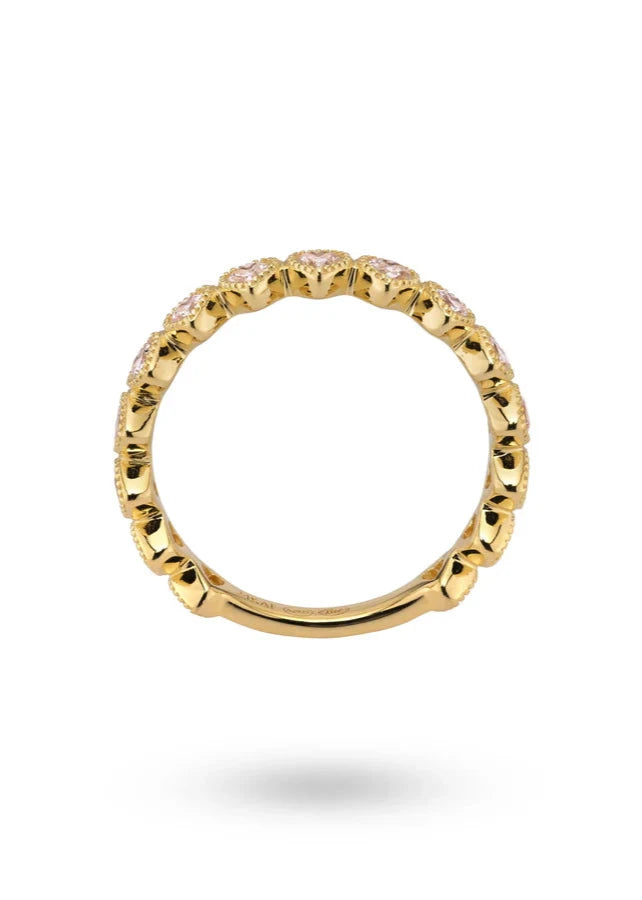 Ring with pink heart shaped stones