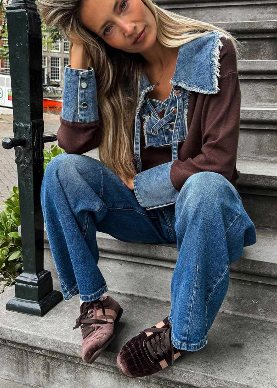 Turquoise 25021 gymp velour 2 strepen