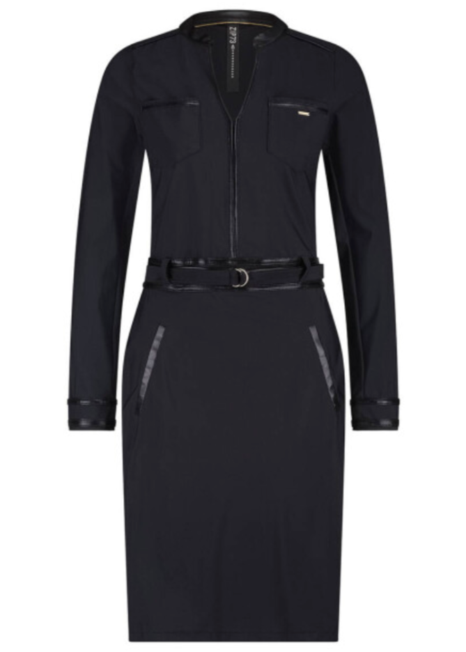 Zip73 jurk zwart en cognac