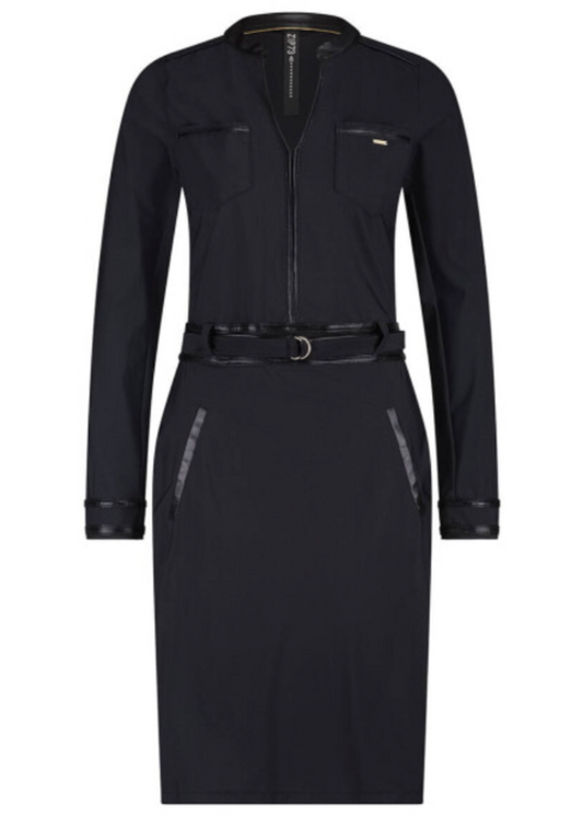 Zip73 jurk zwart en cognac