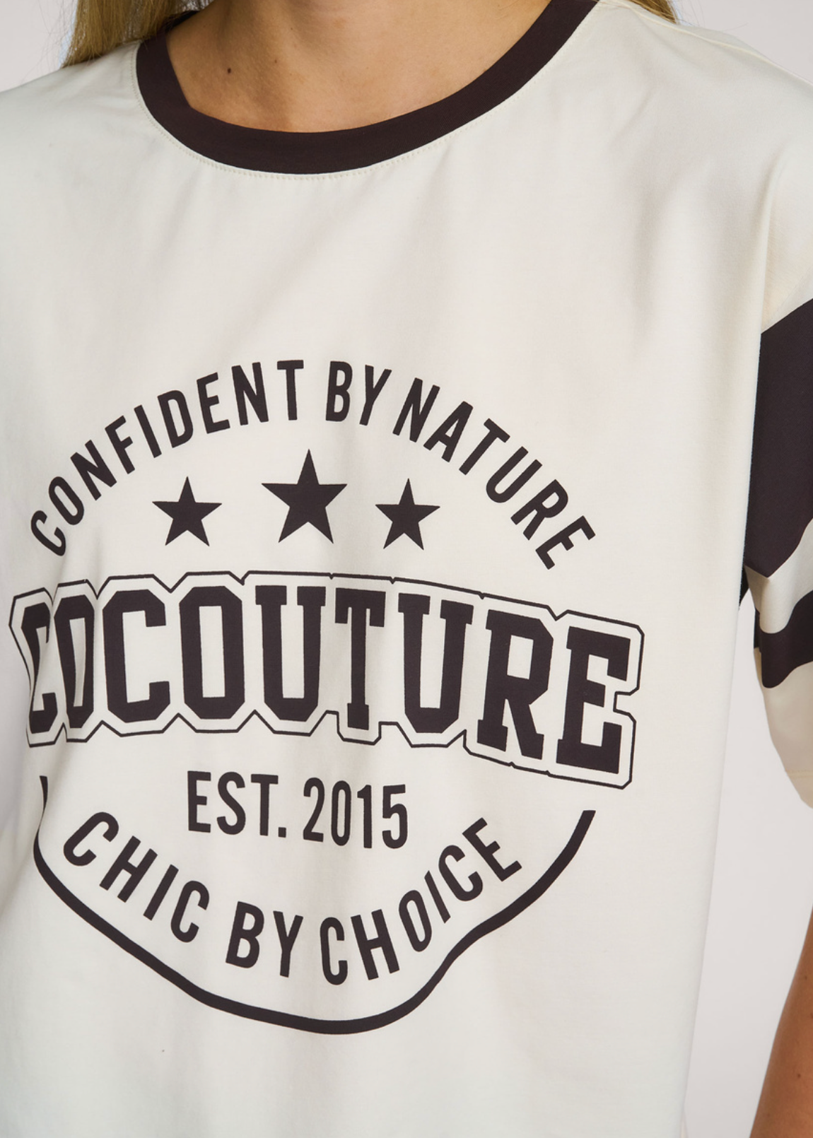 Co'Couture Confident, katoenmix T-shirt met logo