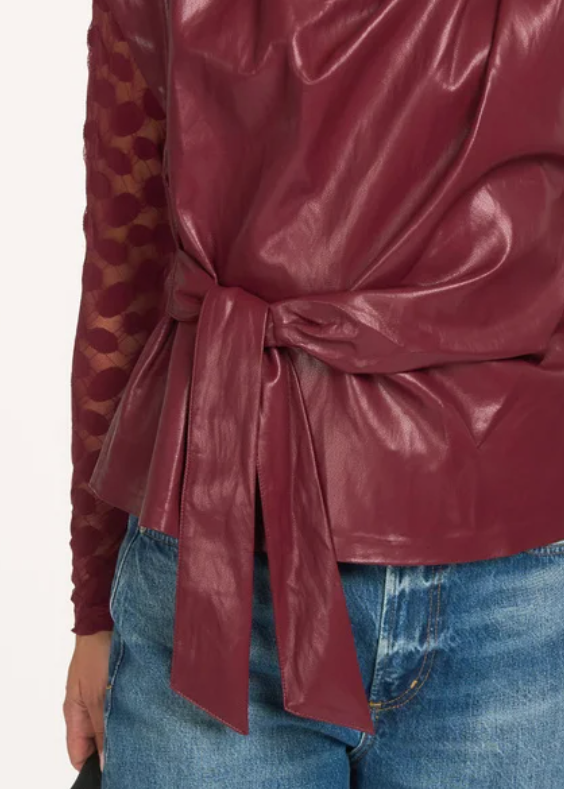 Co'Couture Gitt, leatherlook top Berry red